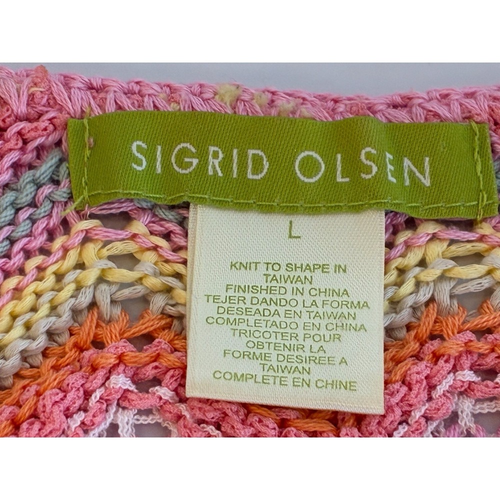 Vintage Sigrid Olsen Rainbow Chevron Crochet Sweater Size L Festival Fairy Twee - Picture 12 of 16